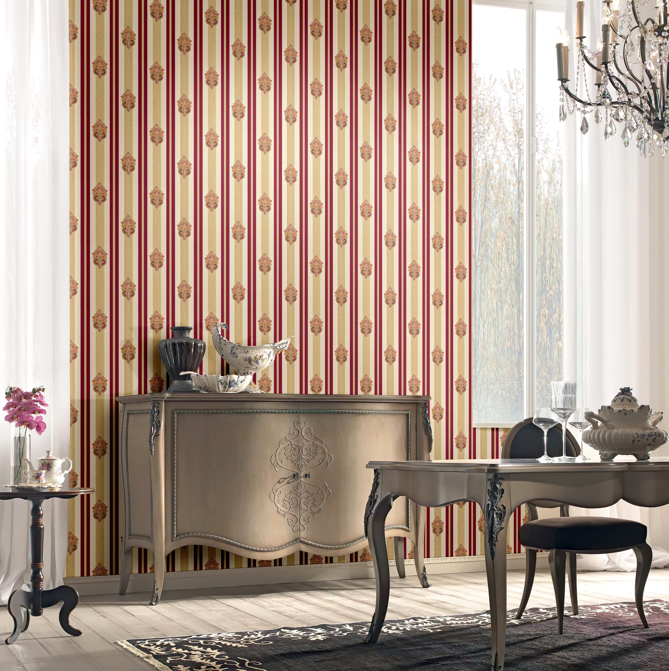 Обои R11913 в интерьере (коллекция New Romantica)