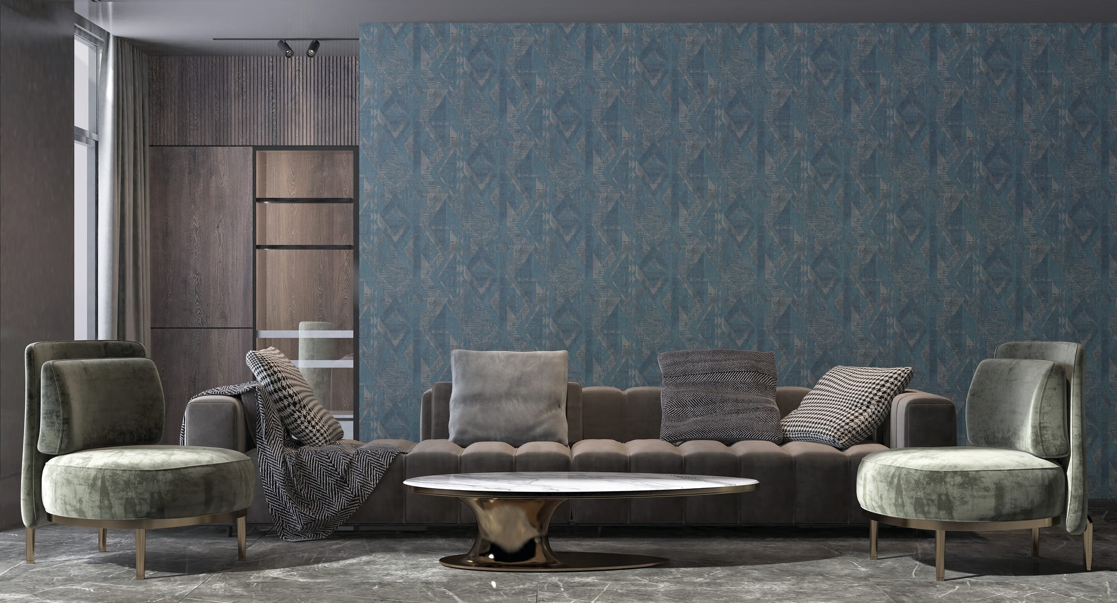 Обои R22837 в интерьере (коллекция Impronte)