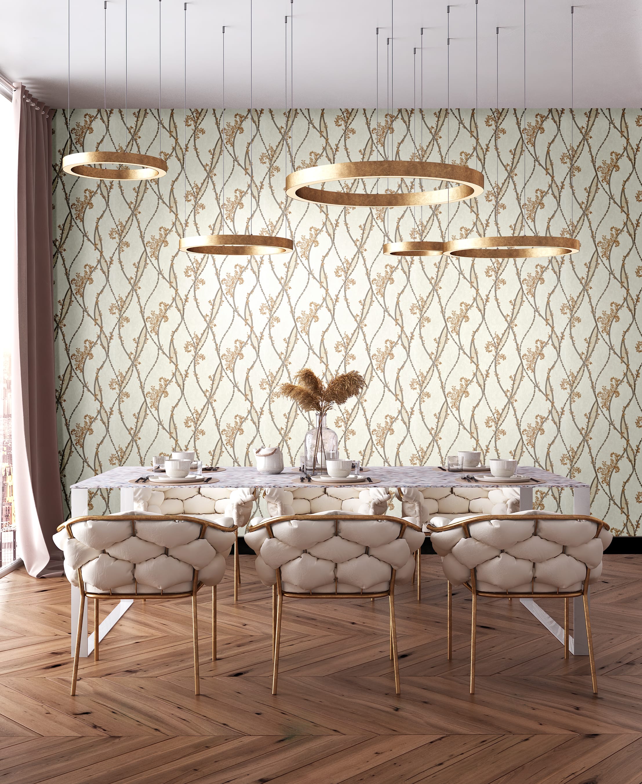 Обои R22405 в интерьере (коллекция Luxor)