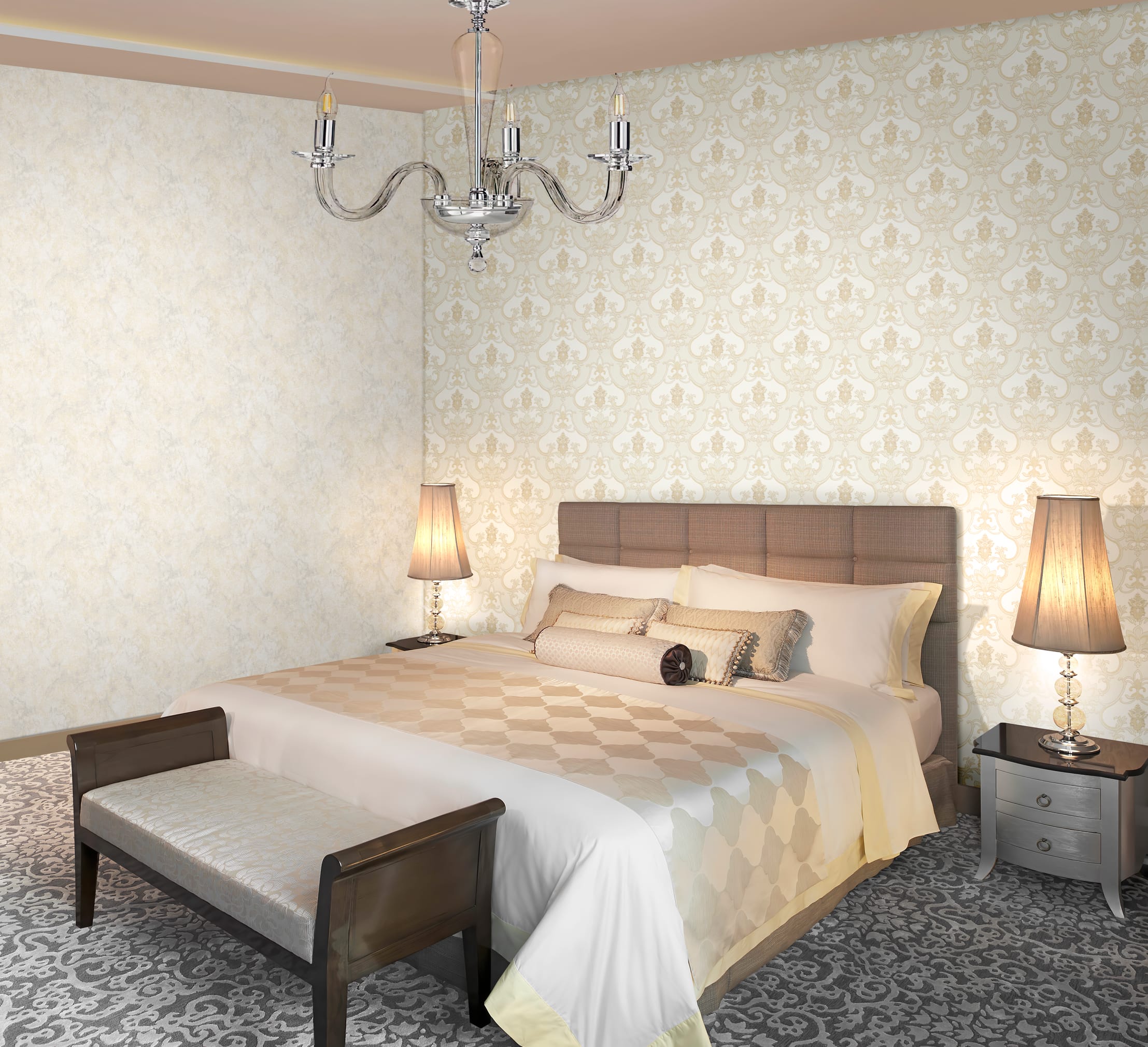 Обои R11908, R11909 в интерьере (коллекция New Romantica)